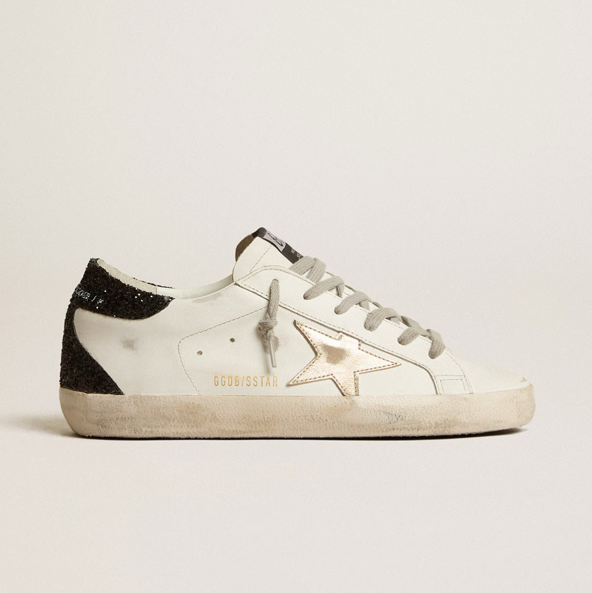 Basket Super-Star Étoile Dorée et Contrefort à Paillettes Noire